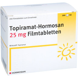 Abbildung: Topiramat Hormosan 25 mg Filmtabletten 200 St, Filmtabletten PZN 05395670