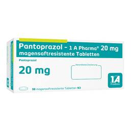Abbildung: Pantoprazol 1A Pharma 20 mg magensaftresistent Tabletten 98 St, Tabletten magensaftresistent PZN 05395954