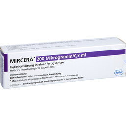 Abbildung: Mircera 200 Mikrogramm / 0,3 ml Injektionslösung i.e.F.-Sp. 1 St, Injektionslösung in einer Fertigspritze PZN 05451167