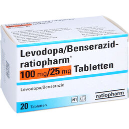 Abbildung: Levodopa Benserazid Ratiopharm 100mg / 25mg Tabletten 20 St, Tabletten PZN 05451598