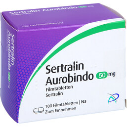 Abbildung: Sertralin Aurobindo 50 mg Filmtabletten 100 St, Filmtabletten PZN 05454042