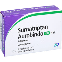 Abbildung: Sumatriptan Aurobindo 50 mg Tabletten 6 St, Tabletten PZN 05454326