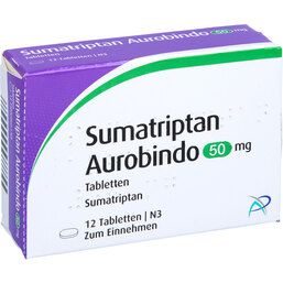 Abbildung: Sumatriptan Aurobindo 50 mg Tabletten 12 St, Tabletten PZN 05454332