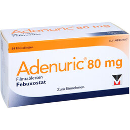 Abbildung: Adenuric 80 mg Filmtabletten 84 St, Filmtabletten PZN 05455136