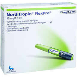 Abbildung: Norditropin Flexpro 15mg / 1,5ml Fertigspritzen 5X1.5 ml, Injektionslösung in einem Fertigpen PZN 05459430