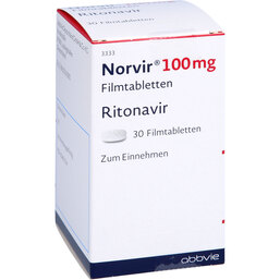 Abbildung: Norvir 100 mg Filmtabletten 30 St, Filmtabletten PZN 05461734