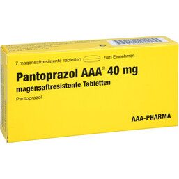 Abbildung: Pantoprazol AAA 40 mg magensaftresistent Tabletten 7 St, Tabletten magensaftresistent PZN 05463957