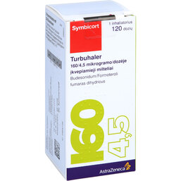 Abbildung: Symbicort Turbuhaler 160 / 4,5 µg / Dosis 120 ED 1 St, Inhalationspulver PZN 05481122