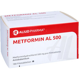 Abbildung: Metformin AL 500 Filmtabletten 180 St, Filmtabletten PZN 05481263
