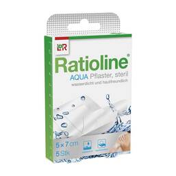 Abbildung: Ratioline aqua Duschpflaster Plus 5x7 cm steril 5 St, Pflaster PZN 05484391