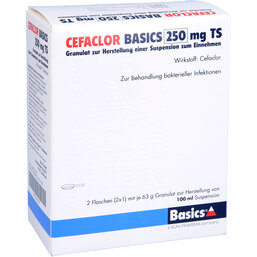 Abbildung: Cefaclor Basics 250 mg TS Granulat z.Suspension-Herstellung 2X100 ml, Granulat zur Herstellung einer Suspension zum Einnehmen PZN 05486467