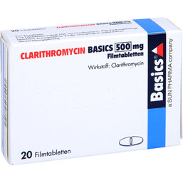 Abbildung: Clarithromycin Basics 500 mg Filmtabletten 20 St, Filmtabletten PZN 05486527