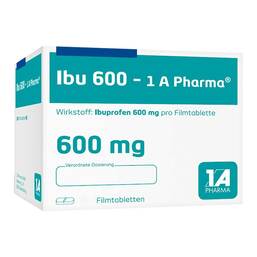 Abbildung: Ibu 600 1A Pharma Filmtabletten 10 St, Filmtabletten PZN 05496359