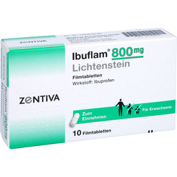 Abbildung: Ibuflam 800 mg Lichtenstein Filmtabletten 10 St, Filmtabletten PZN 05499091