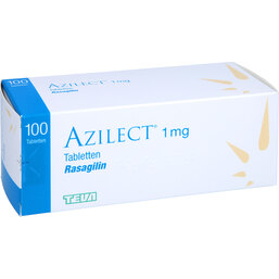 Abbildung: Azilect 1 mg Tabletten 100 St, Tabletten PZN 05500500