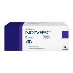 Abbildung: Norvasc 5 mg Tabletten 60 St, Tabletten PZN 05500718