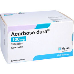 Abbildung: Acarbose dura 100 mg Tabletten 105 St, Tabletten PZN 05502580