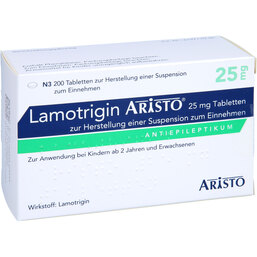 Abbildung: Lamotrigin Aristo 25 mg Tabletten z.Her.einer Suspension zum Einnehmen 200 St, Tablette zur Herstellung einer Suspension zum Einnehmen PZN 05510929
