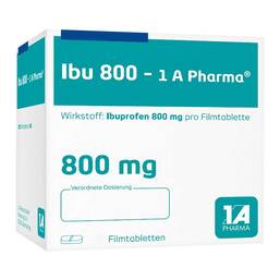 Abbildung: Ibu 800 1A Pharma Filmtabletten 10 St, Filmtabletten PZN 05515281