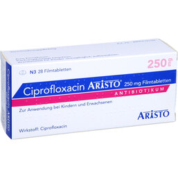 Abbildung: Ciprofloxacin Aristo 250 mg Filmtabletten 28 St, Filmtabletten PZN 05515306
