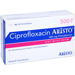 Abbildung: Ciprofloxacin Aristo 500 mg Filmtabletten 28 St, Filmtabletten PZN 05515329