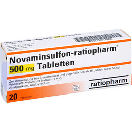 Abbildung: Novaminsulfon Ratiopharm 500 mg Tabletten 20 St, Tabletten PZN 05518635