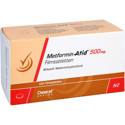Abbildung: Metformin Atid 500 mg Filmtabletten 120 St, Filmtabletten PZN 05542214