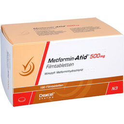 Abbildung: Metformin Atid 500 mg Filmtabletten 180 St, Filmtabletten PZN 05542220