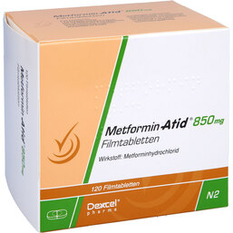 Abbildung: Metformin Atid 850 mg Filmtabletten 120 St, Filmtabletten PZN 05542243