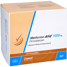 Abbildung: Metformin Atid 1000 mg Filmtabletten 120 St, Filmtabletten PZN 05542289