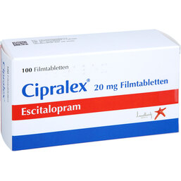 Abbildung: Cipralex 20 mg Filmtabletten 100 St, Filmtabletten PZN 05559901