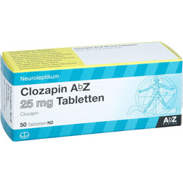 Abbildung: Clozapin AbZ 25 mg Tabletten 50 St, Tabletten PZN 05563044