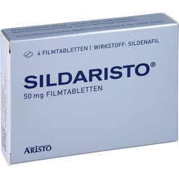 Abbildung: Sildaristo 50 mg Filmtabletten 4 St, Filmtabletten PZN 05599467