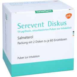 Abbildung: Serevent Diskus 60 Einzeldosis Pulver 2 St, Inhalationspulver PZN 05702600