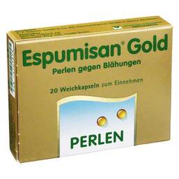 Abbildung: Espumisan Gold Perlen gegen Blähungen Weichkapseln, 20 St PZN 05703858