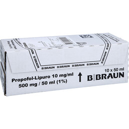 Abbildung: Propofol Lipuro 1% 10mg / ml Emuls.z.Injektion und Infusion Durchstechflasche 10X50 ml, Emulsion PZN 05703930