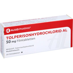 Abbildung: Tolperison Hydrochlorid AL 50 mg Filmtabletten 20 St, Filmtabletten PZN 05705343