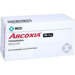Abbildung: Arcoxia 90 mg Filmtabletten 50 St, Filmtabletten PZN 05731435