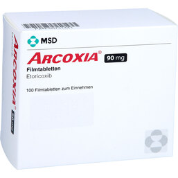 Abbildung: Arcoxia 90 mg Filmtabletten 100 St, Filmtabletten PZN 05731441