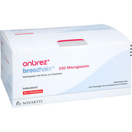 Abbildung: Onbrez Breezhaler 150 µg Hartkapseln mit Pulver z.Inhalation 3X30 St, Hartkapseln mit Pulver zur Inhalation PZN 05742516