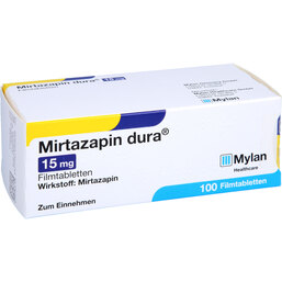 Abbildung: Mirtazapin dura 15 mg Filmtabletten 100 St, Filmtabletten PZN 05745779