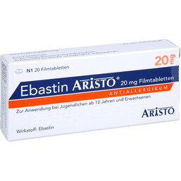 Abbildung: Ebastin Aristo 20 mg Filmtabletten 20 St, Filmtabletten PZN 05746649