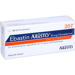 Abbildung: Ebastin Aristo 20 mg Filmtabletten 50 St, Filmtabletten PZN 05746655