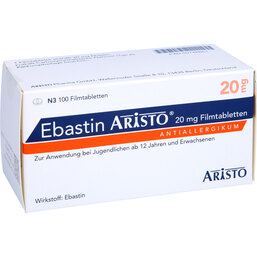 Abbildung: Ebastin Aristo 20 mg Filmtabletten 100 St, Filmtabletten PZN 05746661