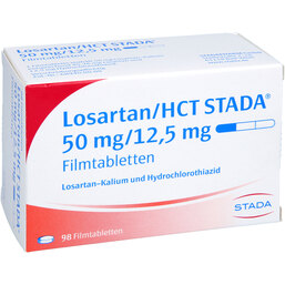 Abbildung: Losartan HCT STADA 50mg / 12,5mg Filmtabletten 98 St, Filmtabletten PZN 05851263