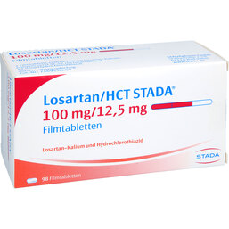 Abbildung: Losartan HCT STADA 100mg / 12,5mg Filmtabletten 98 St, Filmtabletten PZN 05861758