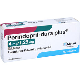 Abbildung: Perindopril dura plus 4mg / 1,25mg Tabletten 90 St, Tabletten PZN 05870094