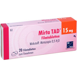 Abbildung: Mirta TAD 15 mg Filmtabletten 20 St, Filmtabletten PZN 05881778