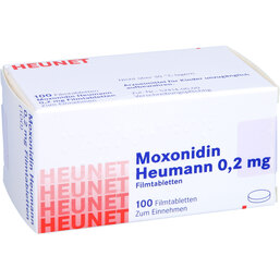 Abbildung: Moxonidin Heumann 0,2 mg Filmtabletten Heunet 100 St, Filmtabletten PZN 05886907