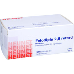 Abbildung: Felodipin 2,5 mg ret.Heumann Tabletten Heunet 100 St, Retard-Tabletten PZN 05888183